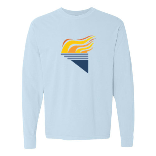 Large Torch Unisex Garment-Dyed Heavyweight Long Sleeve T-Shirt Chambray