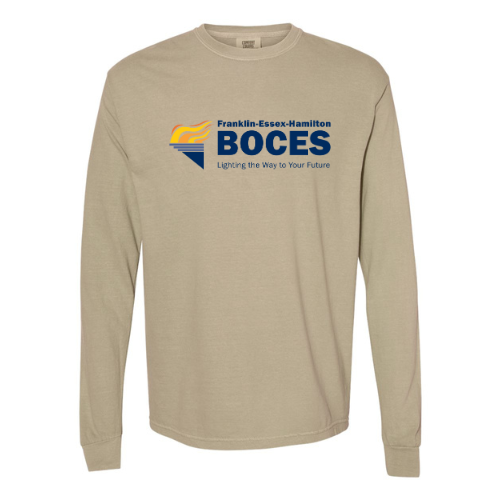 Torch and Tagline Unisex Garment-Dyed Heavyweight Long Sleeve T-Shirt Khaki