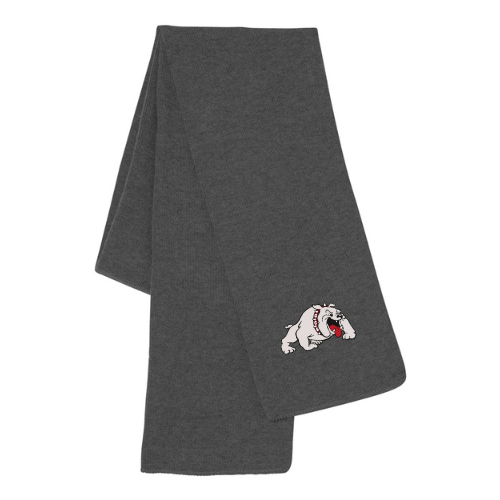 Embroidered Bulldog Patch Knit Scarf