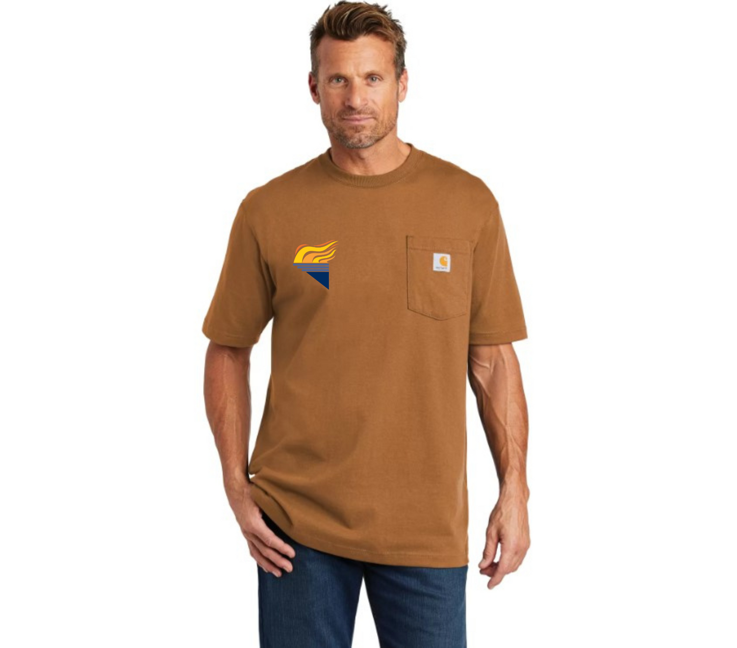 Carhartt Workwear Pocket Short Sleeve T-Shirt Brown Torch Full Color