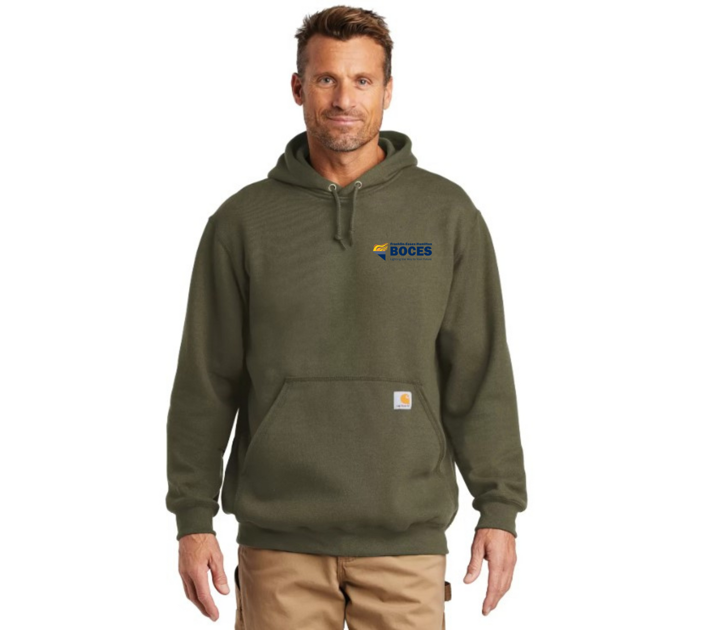 Carhartt Midweight Hooded Sweatshirt Moss Full Color FEH BOCES With Torch Pocket