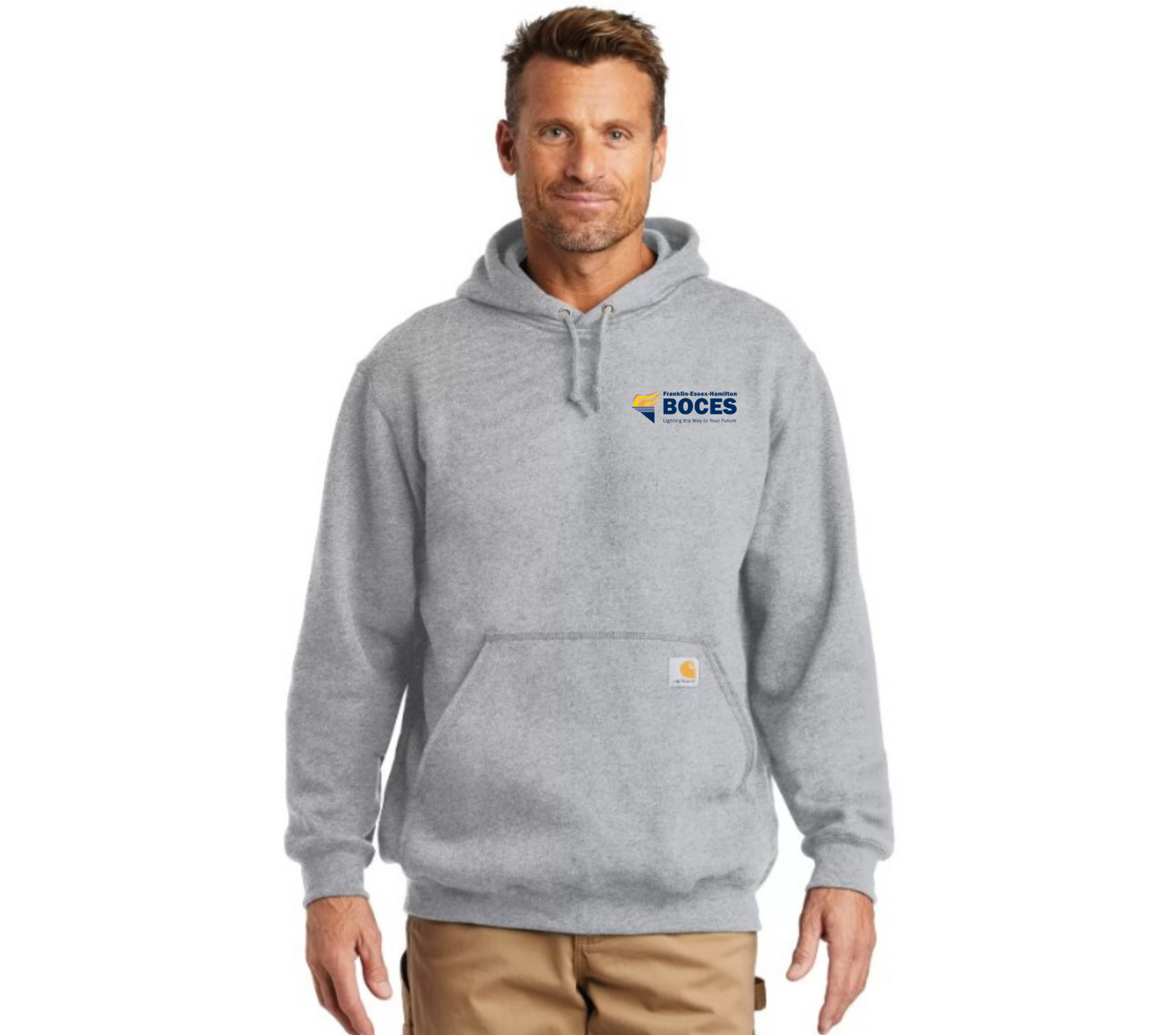 Carhartt Midweight Hooded Sweatshirt Grey FEH BOCES With Torch Full Color
