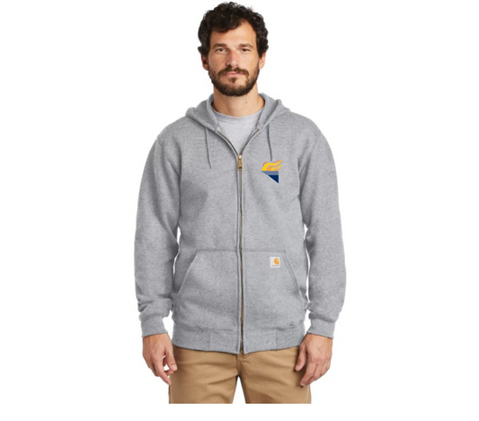 Carhartt Midweight Hooded Zip-Front Sweatshirt Heather Grey Full Color Torch