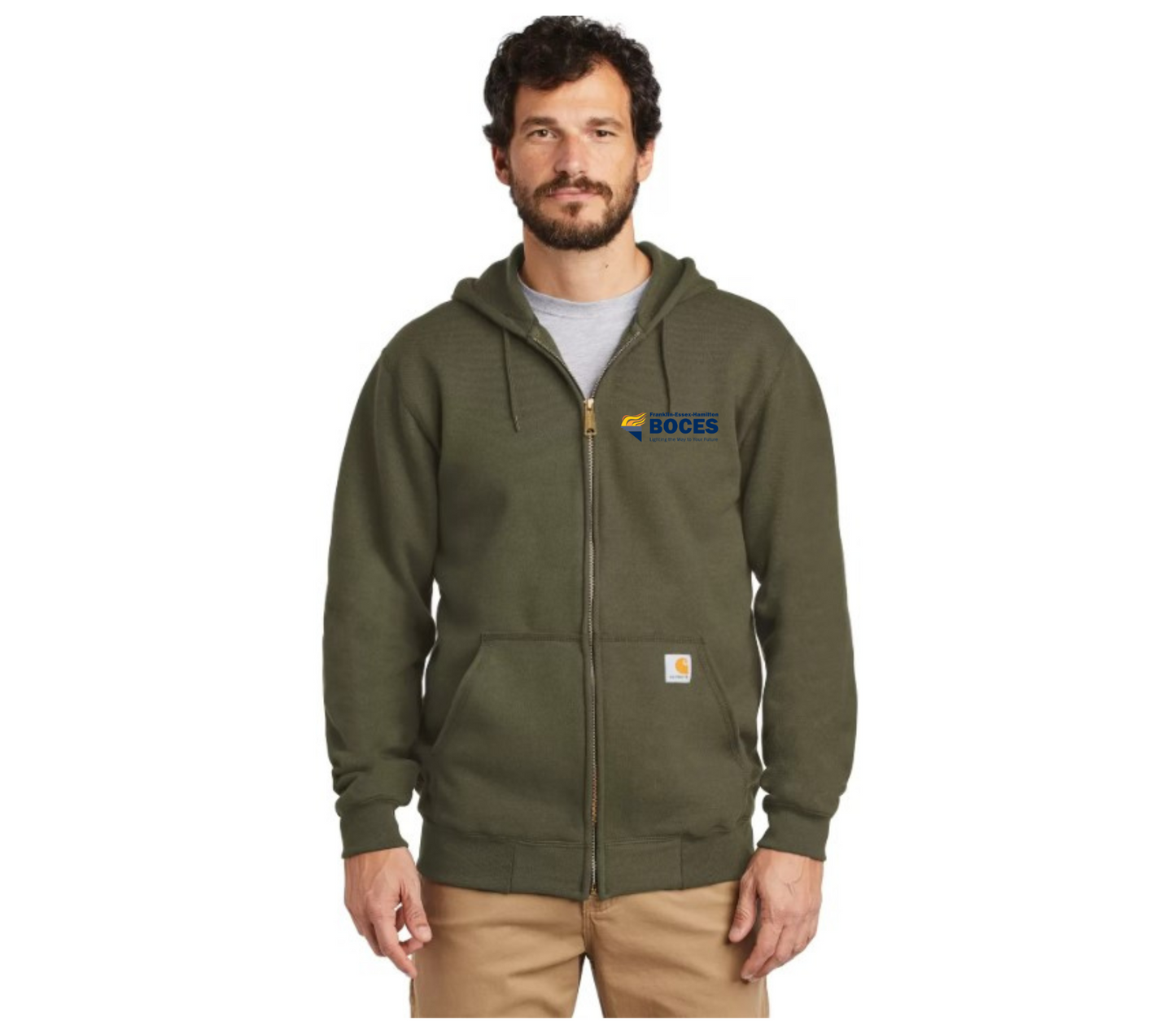 Carhartt Midweight Hooded Zip-Front Sweatshirt Moss Full Color Torch FEH BOCES