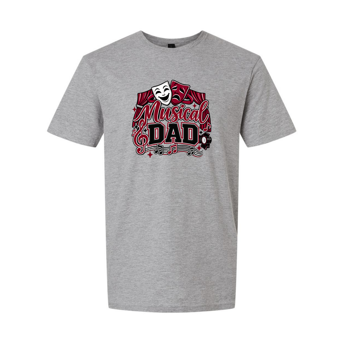 Musical Dad Double Print Gildan Softstyle® T-Shirt White Sport Grey