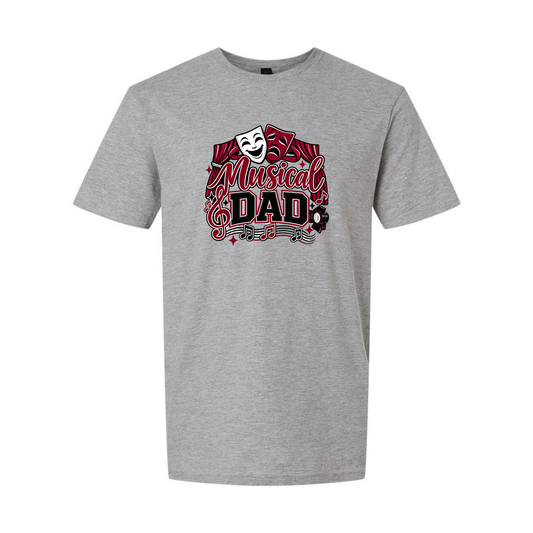 Musical Dad Double Print Gildan Softstyle® T-Shirt White Sport Grey