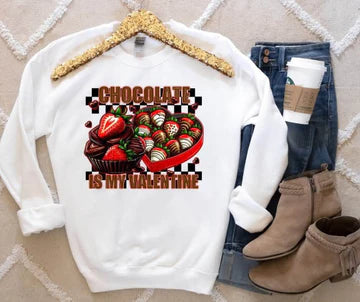 Chocolate Is My Valentine Gildan Unisex Heavy Blend™ Crewneck Sweatshirt White