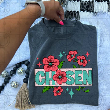 Chosen Floral Comfort Colors Adult Heavyweight T-Shirt Pepper