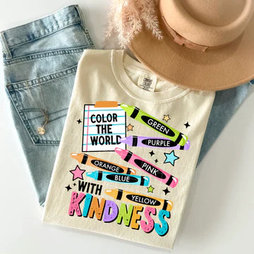 Color The World With Kindness Crayon Comfort Colors Adult Heavyweight T-Shirt Ivory