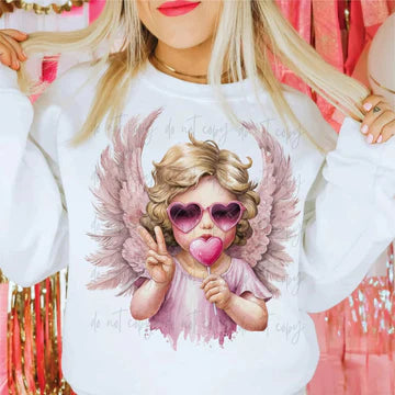 Cupid Bubblegum Gildan Unisex Heavy Blend™ Crewneck Sweatshirt White
