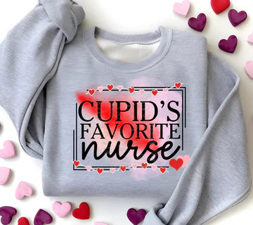 Cupids Favorite Nurse Gildan Unisex Heavy Blend™ Crewneck Sweatshirt Sport Grey