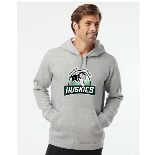 Davis Elementary Large Logo Adidas Unisex Fleece Hooded Sweatshirt Gray