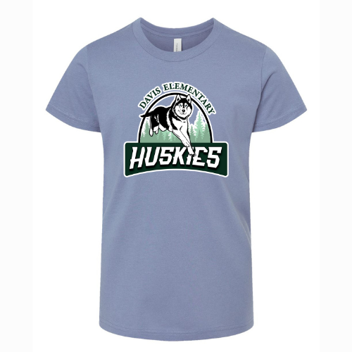 Davis Elementary Large Logo Bella + Canvas Unisex Jersey Lavendar Blue