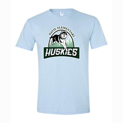 Davis Elementary Large Logo Gildan Softstyle® T-Shirt Light Blue