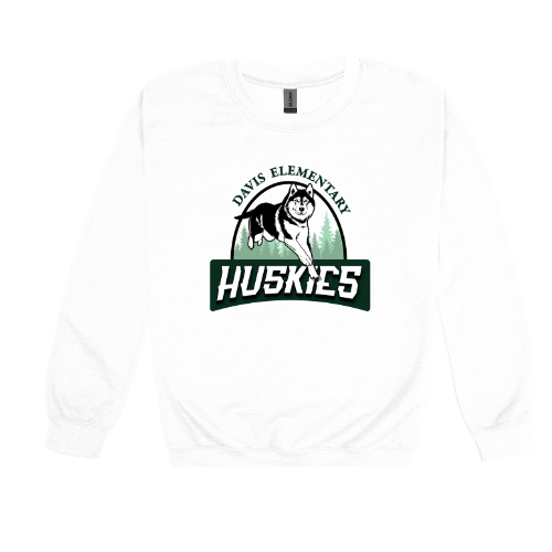 Davis Elementary Large Logo Gildan Heavy Blend™ 50/50 Fleece Crew White