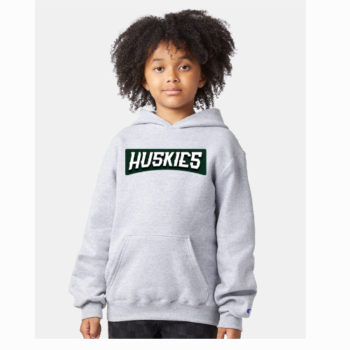Huskies Word Logo Youth Powerblend® Hooded Sweatshirt Light Steel