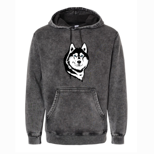 Huskie Head Logo Unisex Midweight Mineral Wash Hooded Sweatshirt