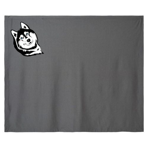 50"X60" Heavy Blend Fleece Stadium Blanket Charcoal With Husky Logo