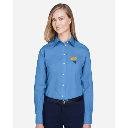 Women's Crown Collection® Broadcloth Woven Dress Shirt French Blue Full Color Torch Pocket