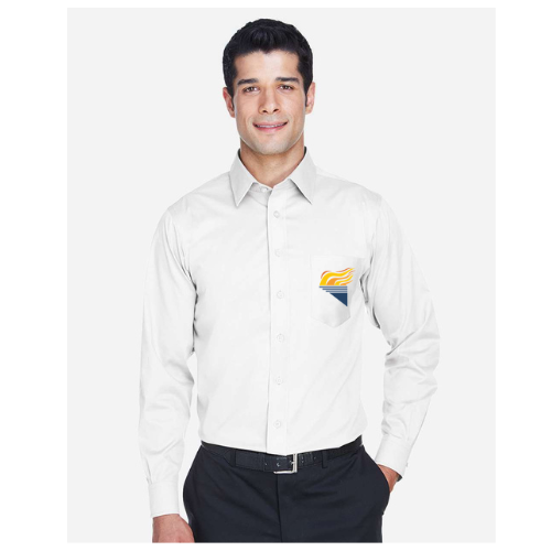 Men's Crown Collection® Solid Stretch Twill Woven Dress Shirt White Full Color Torch Pocket