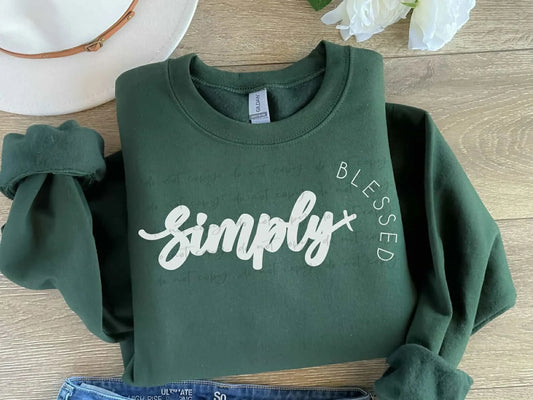 Simply Blessed Gildan Heavy Blend™ 50/50 Fleece Crew Military