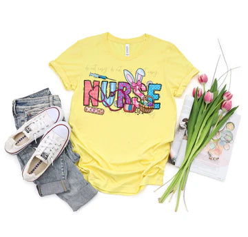 Easter Nurse Bella + Canvas Unisex Jersey T-Shirt Yellow