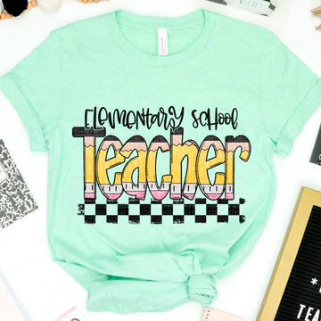 Elementary School Teacher Pencil Bella + Canvas Unisex Jersey T-Shirt Mint