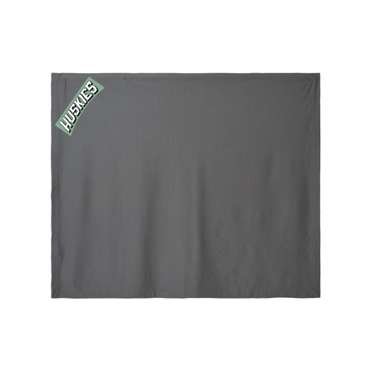 50"X60" Heavy Blend Fleece Stadium Blanket Charcoal With Huskies Text Logo
