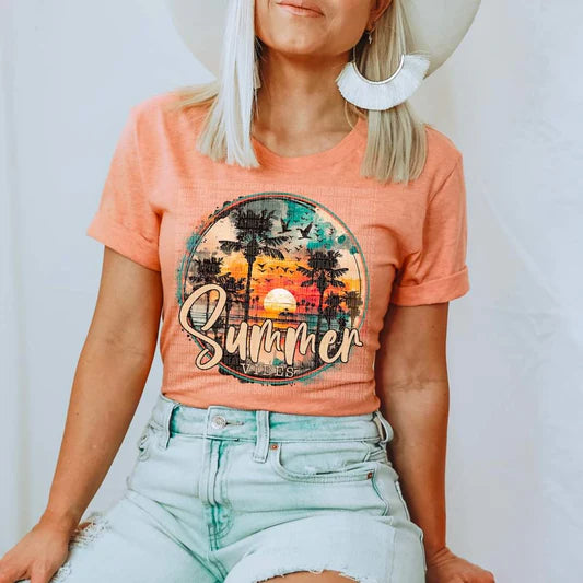 Summer Bella + Canvas Unisex Jersey T-Shirt Heather Sunset