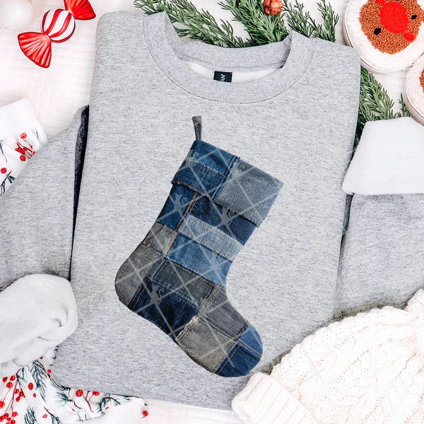 Faux Denim Stocking Gildan Unisex Heavy Blend™ Crewneck Sweatshirt Sport Grey