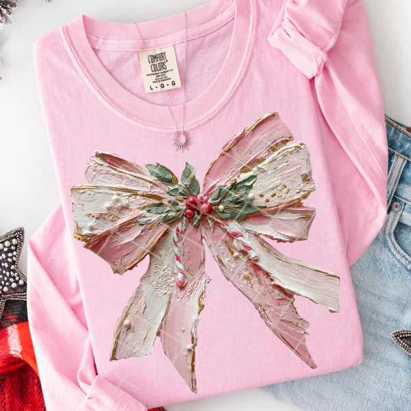 Faux Paint Christmas Box Comfort Colors Unisex Garment-Dyed Heavyweight Long Sleeve T-Shirt Blossom