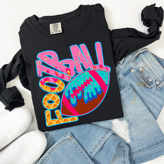 Football Drip Comfort Colors Unisex Garment-Dyed Heavyweight Long Sleeve T-Shirt Black