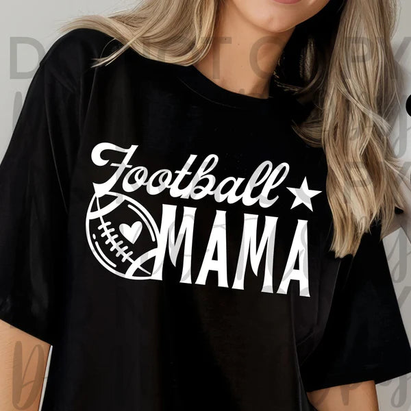 Football Mama With Heart Gildan Softstyle® T-Shirt Black