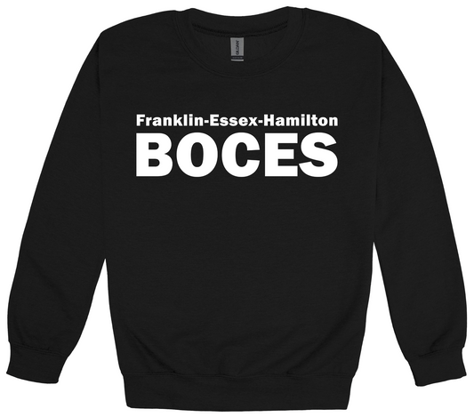 Gildan Heavy Blend Fleece Crewneck Black FEH BOCES White Logo