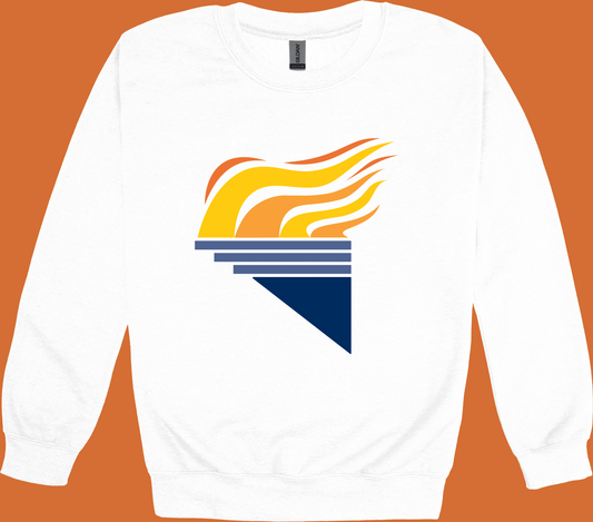 Gildan Heavy Blend Fleece Crewneck White Large Full Color Torch