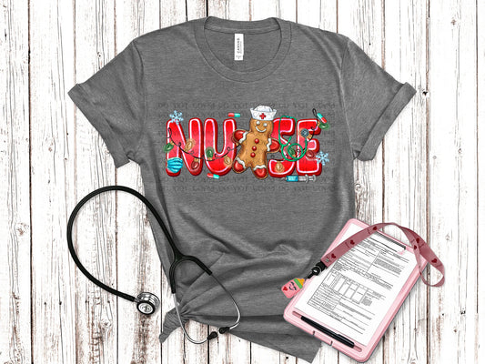 Gingerbread Nurse Bella + Canvas Unisex Jersey Deep Heather