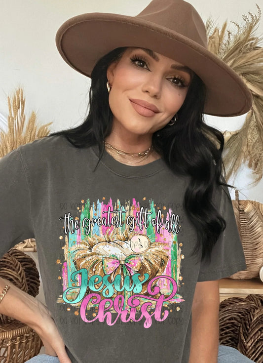 Greatest Gift of All Jesus Christ Comfort Colors Adult Heavyweight T-Shirt Pepper