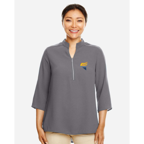 Women's Perfect Fit™ Three-Quarter Sleeve Crepe Tunic Grey Full Color Torch Pocket