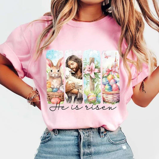 He is Risen Gildan Softstyle® T-Shirt Sport Light Pink