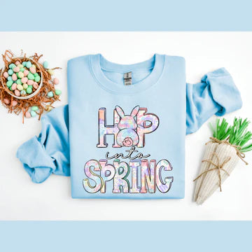 Hop Into Spring Gildan Unisex Heavy Blend™ Crewneck Sweatshirt Light Blue