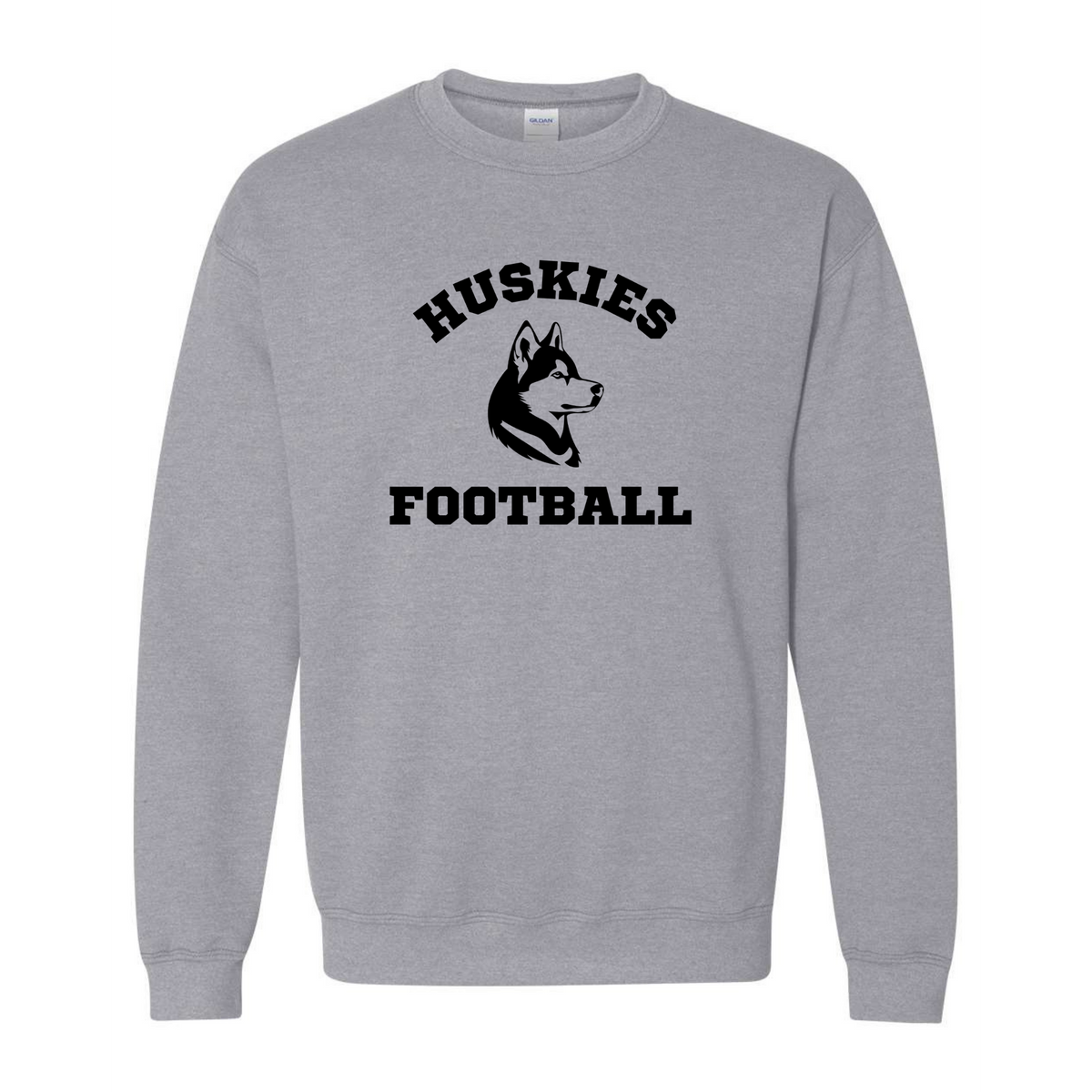 Huskies Football Black Gildan Heavy Blend™ 50/50 Fleece Crew Sport Crew