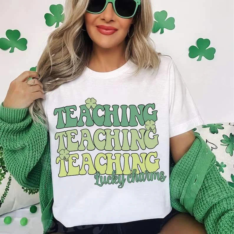 Teaching On Repeat Lucky Charms Gildan Softstyle® T-Shirt White