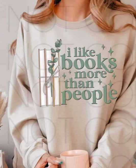 I Like Books More Than People Gildan Heavy Blend™ 50/50 Fleece Crew Sand