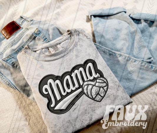 Volleyball Mama Faux Embroidery Comfort Colors Adult Heavyweight T-Shirt Color Blast