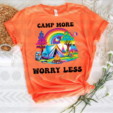 Camp More Worry Less Bella + Canvas Unisex Jersey T-Shirt Coral