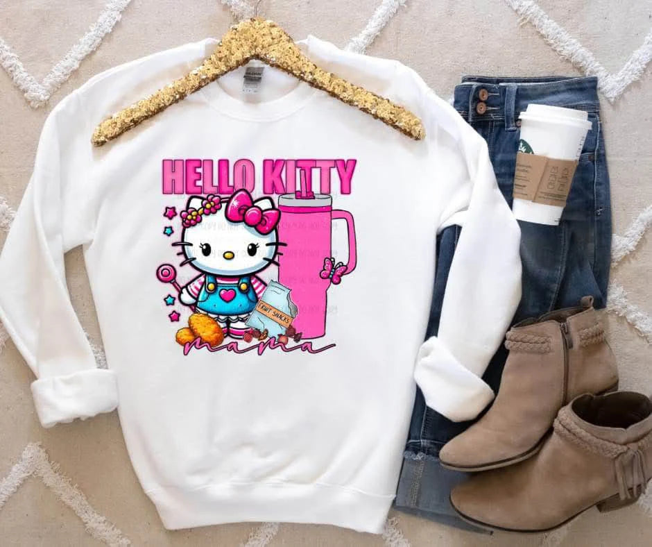 Mama Kitty Gildan Heavy Blend™ 50/50 Fleece Crew Light Pink or White