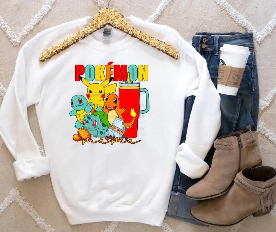 Mama Poke Gildan Heavy Blend™ 50/50 Fleece Crew Sport Grey or White