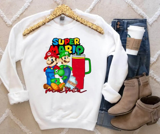 Mama Super Plumber Gildan Heavy Blend™ 50/50 Fleece Crew Sport Grey or White