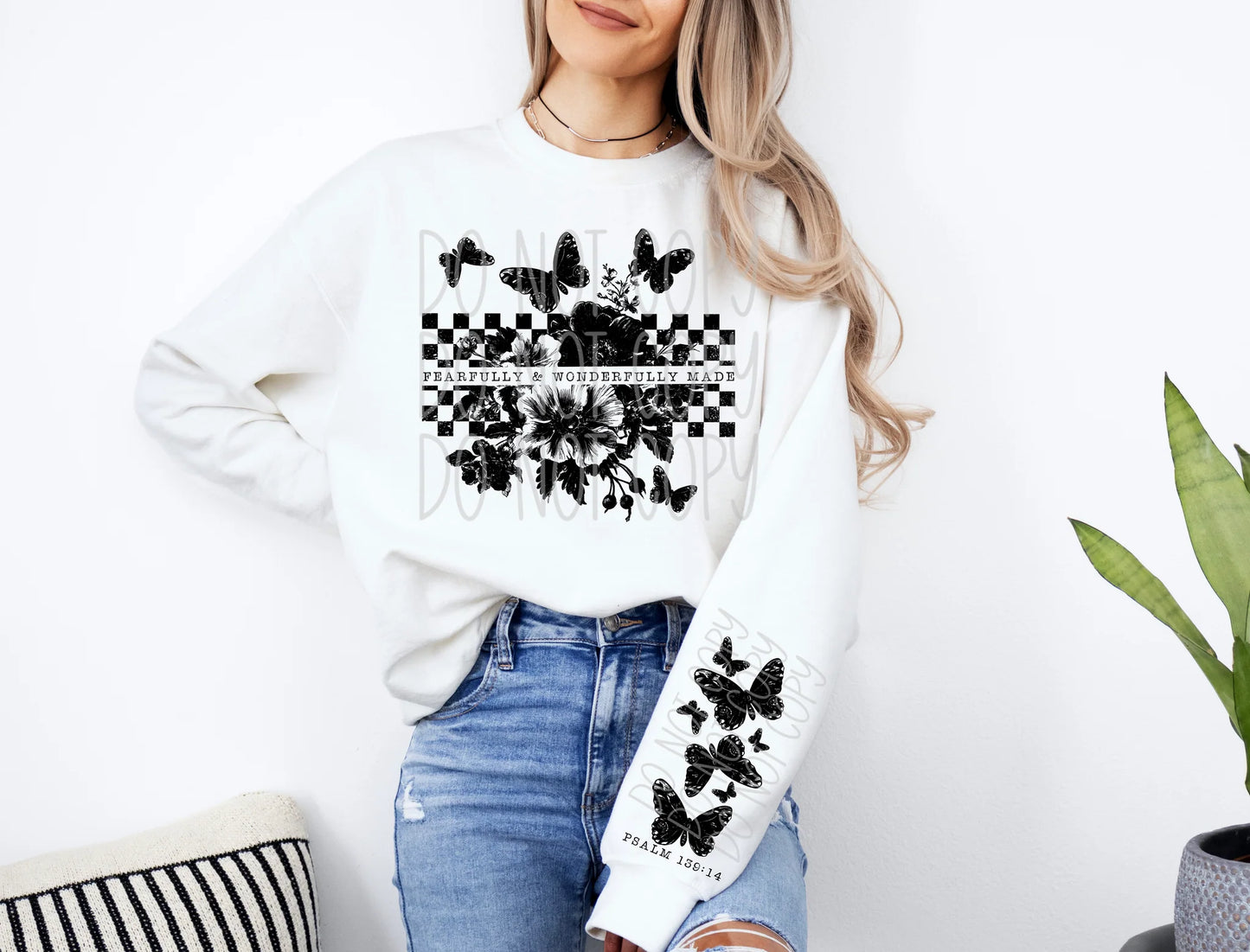 Fearfully and Wonderfully Made Double Print Gildan Heavy Blend™ 50/50 Fleece Crew White