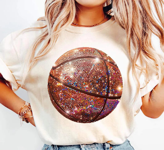 Basketball Glitter Look Gildan Softstyle® T-Shirt White